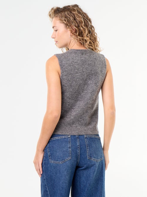 Mouwloze effen trui van warme tricot - Kiabi