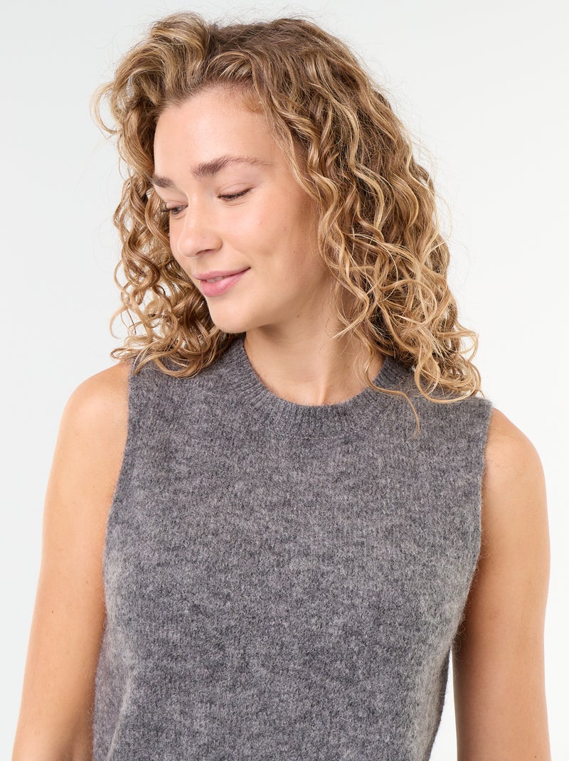 Mouwloze effen trui van warme tricot Grijs - Kiabi
