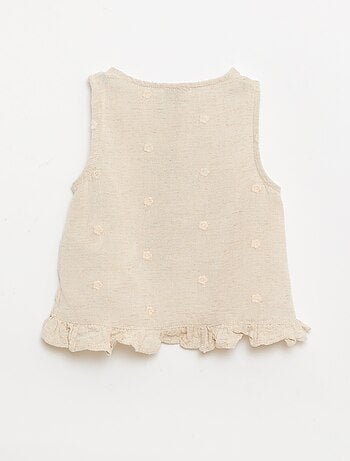 Mouwloze geborduurde blouse