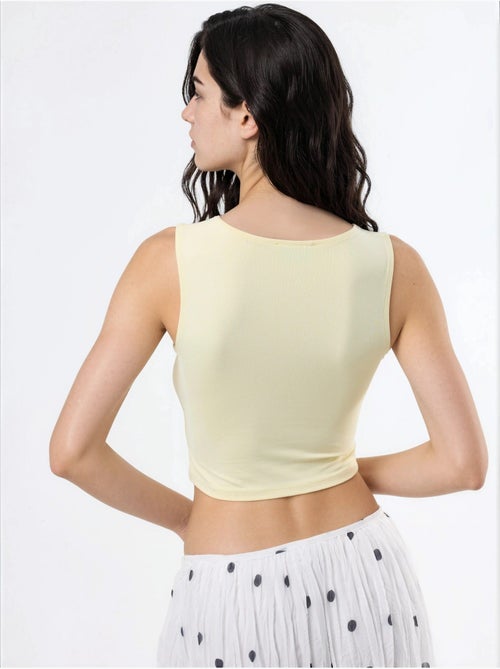 Mouwloze gebreide blouse met boothals busem - Kiabi