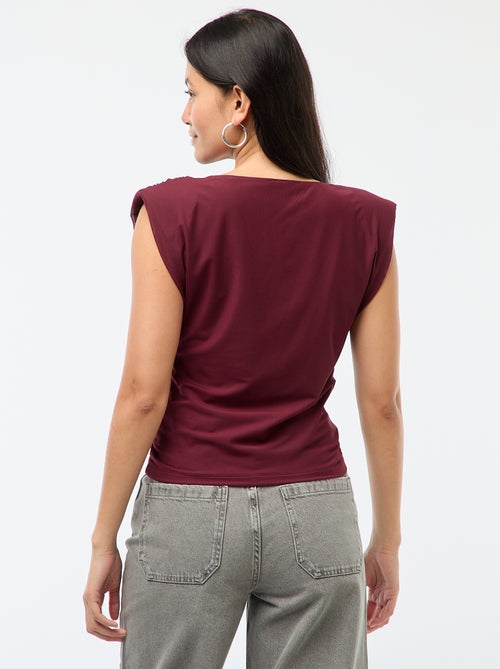 Mouwloze, gedrapeerde top met watervalhals - Kiabi