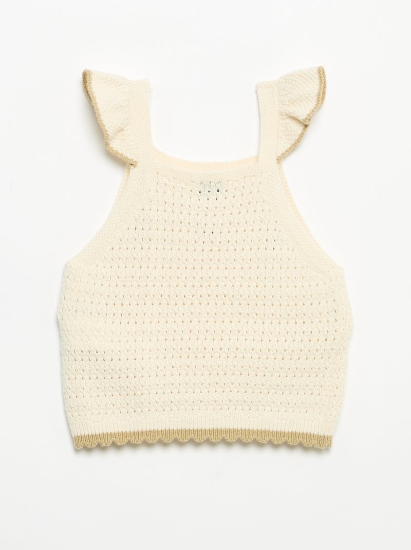 Mouwloze gehaakte trui Beige - Kiabi