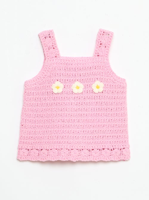 Mouwloze gehaakte trui met bloemdetails - Kiabi