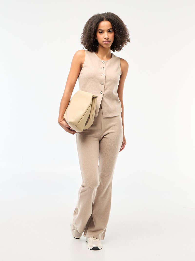 Mouwloze geknoopte top van zacht tricot Bruin - Kiabi