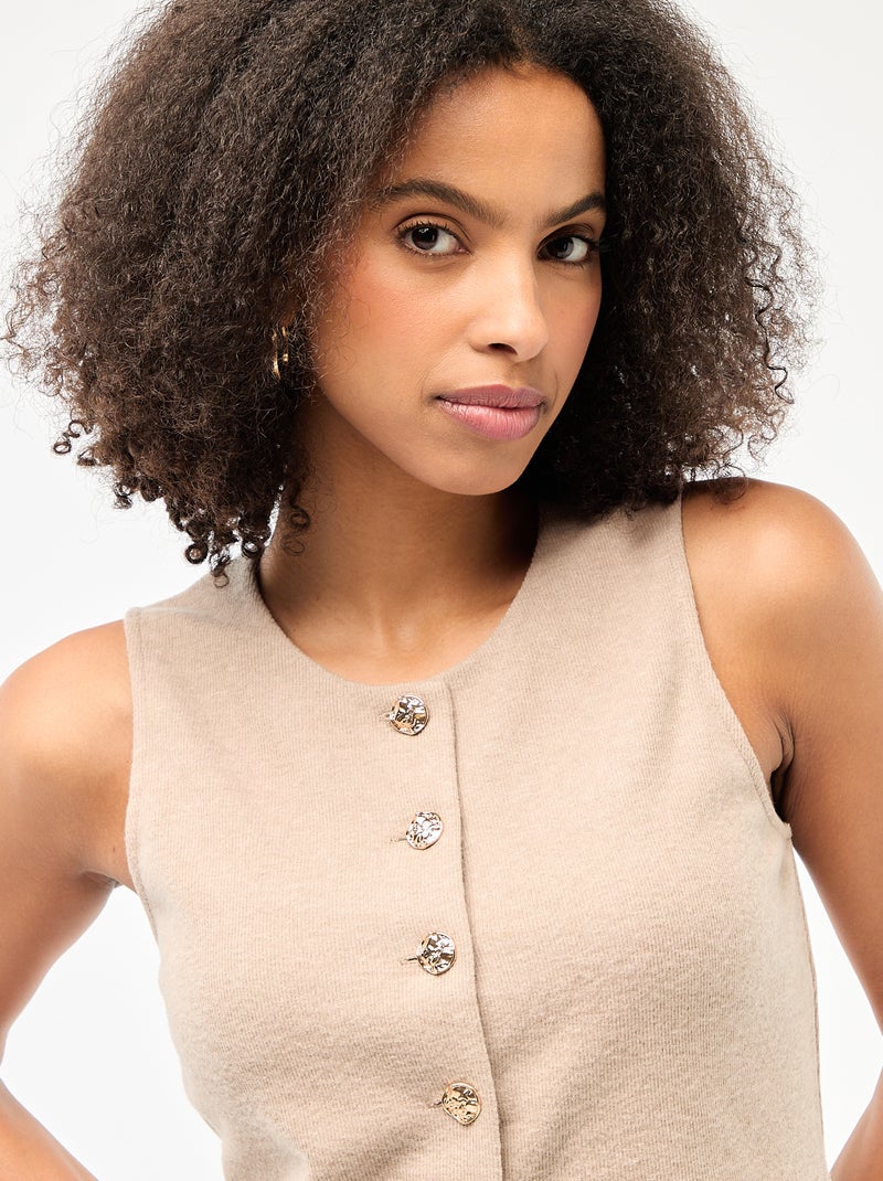 Mouwloze geknoopte top van zacht tricot Bruin - Kiabi