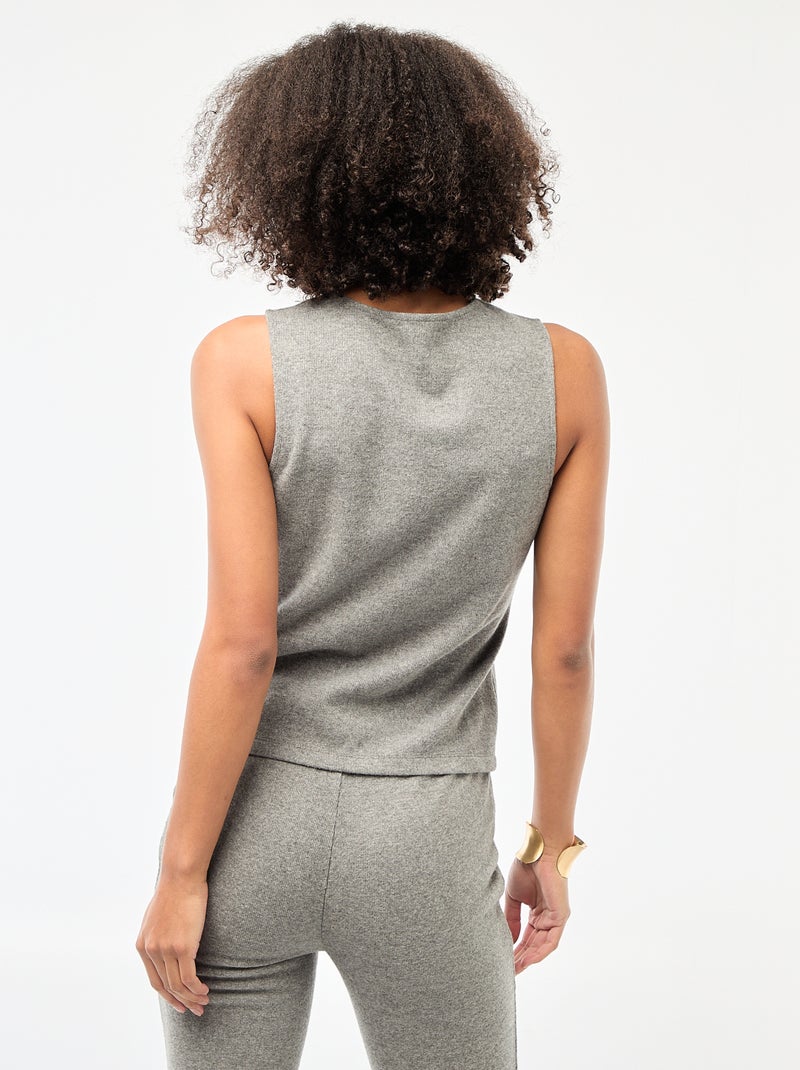 Mouwloze geknoopte top van zacht tricot Grijs - Kiabi