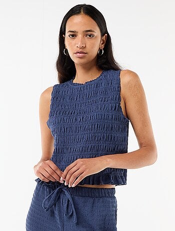 Mouwloze gesmockte top