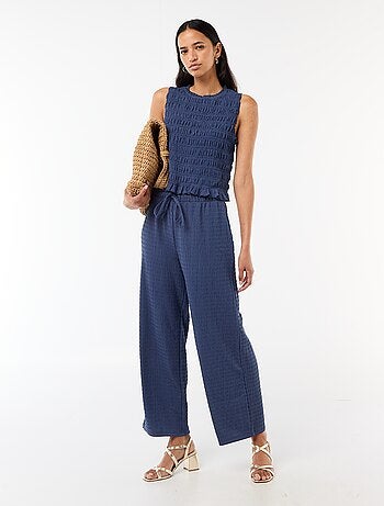 Mouwloze gesmockte top