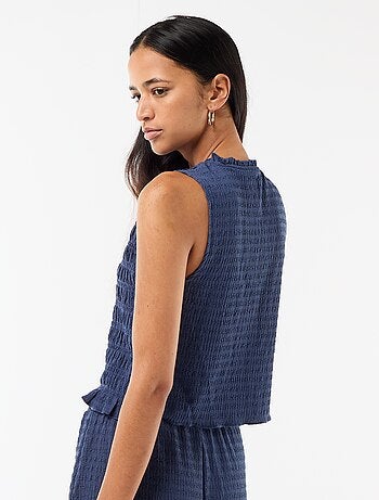 Mouwloze gesmockte top