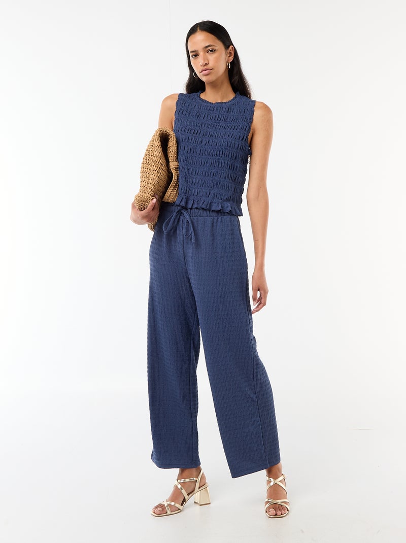 Mouwloze gesmockte top Blauw - Kiabi