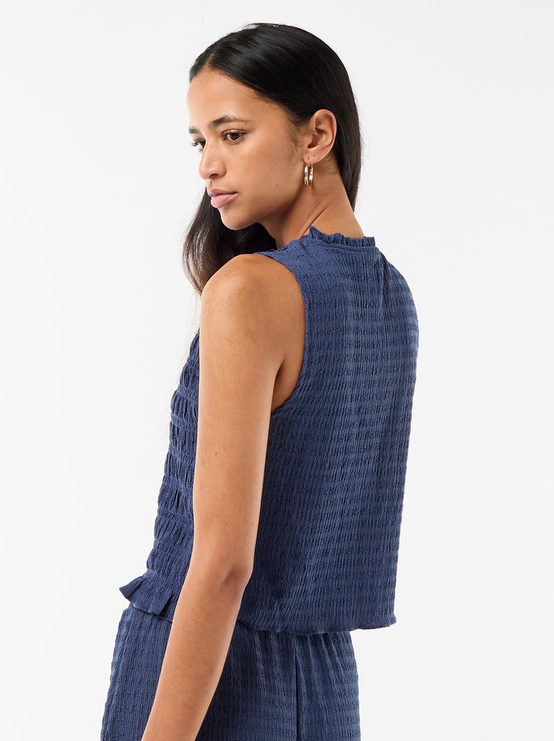 Mouwloze gesmockte top Blauw - Kiabi