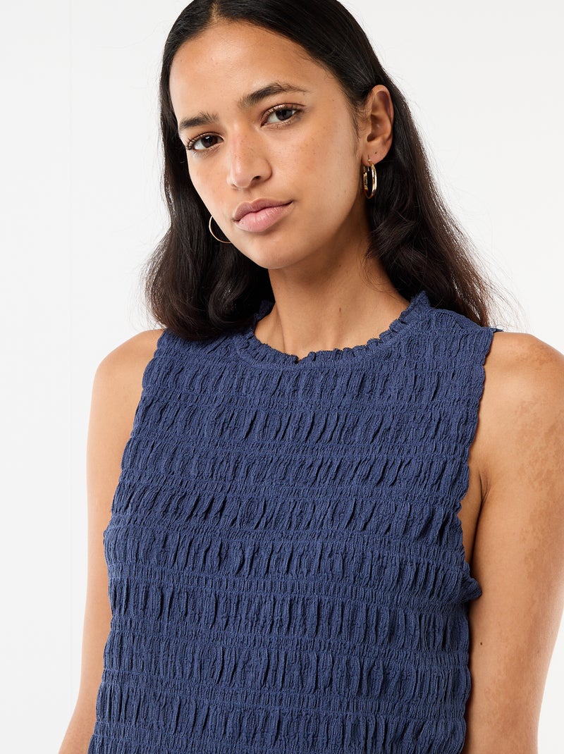 Mouwloze gesmockte top Blauw - Kiabi