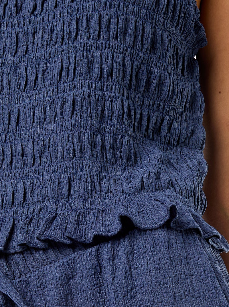 Mouwloze gesmockte top Blauw - Kiabi