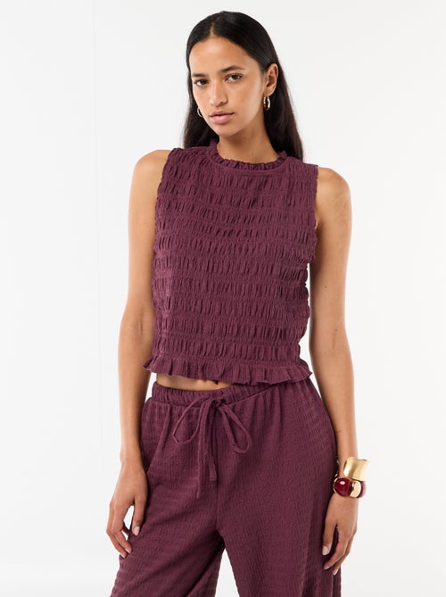 Mouwloze gesmockte top - Kiabi