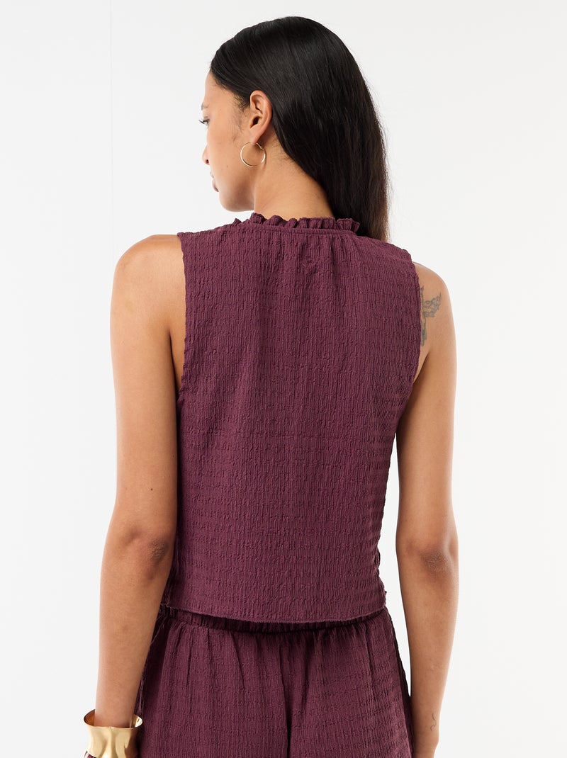 Mouwloze gesmockte top Paars - Kiabi