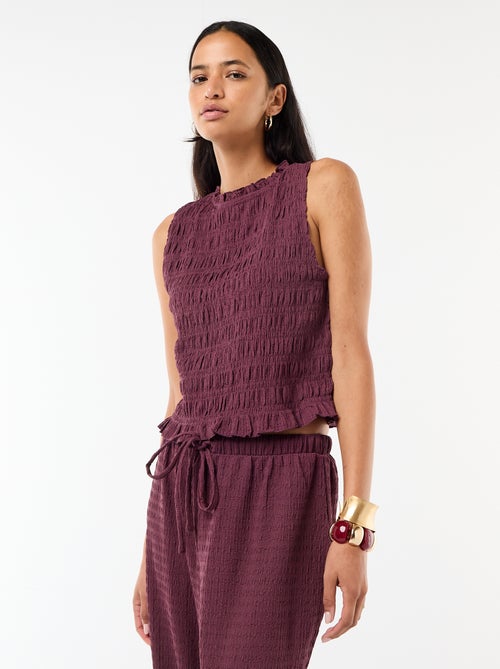 Mouwloze gesmockte top - Kiabi