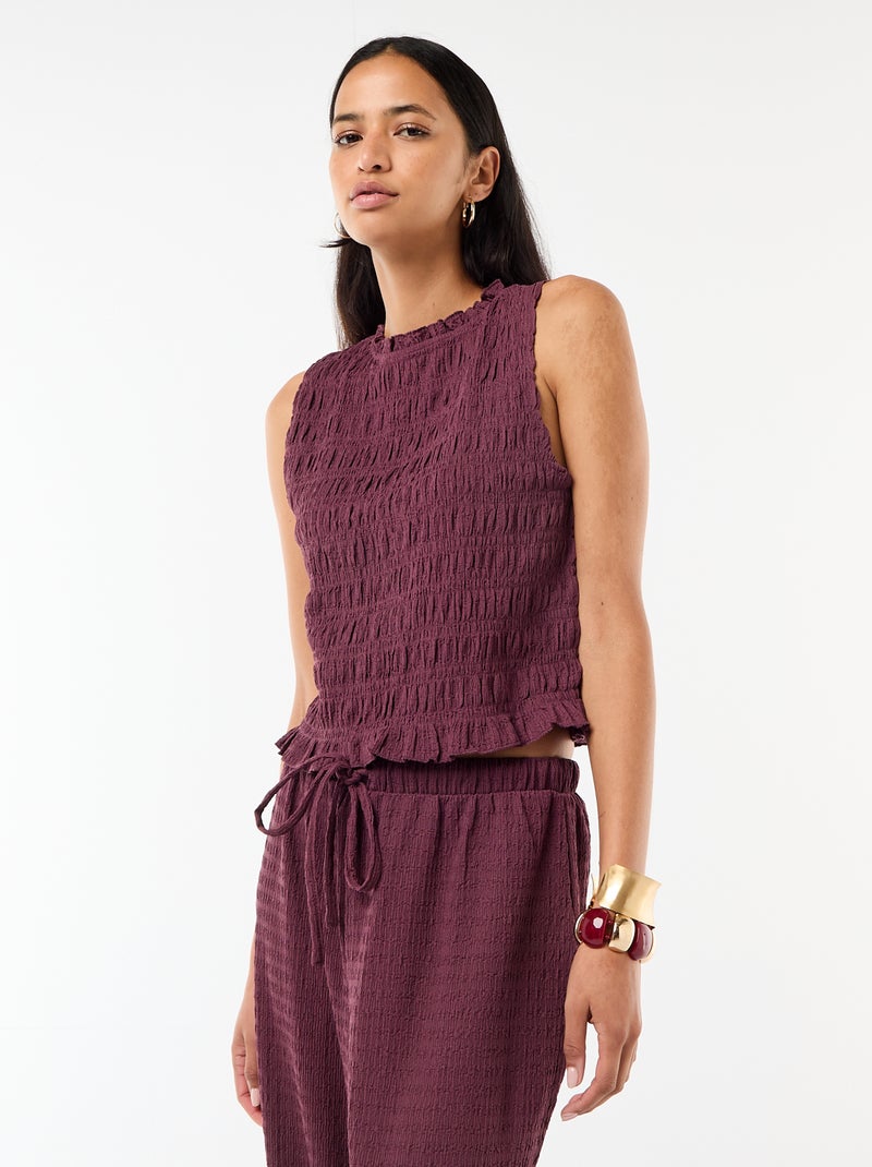 Mouwloze gesmockte top Paars - Kiabi