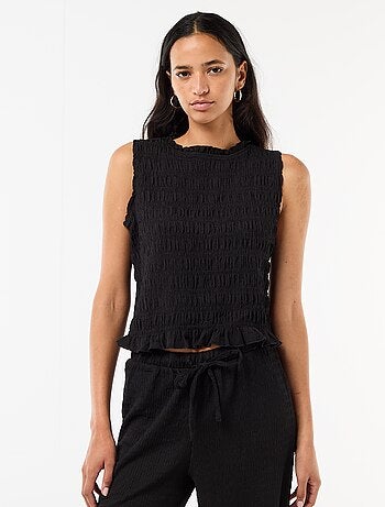 Mouwloze gesmockte top