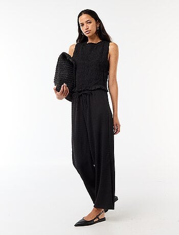 Mouwloze gesmockte top