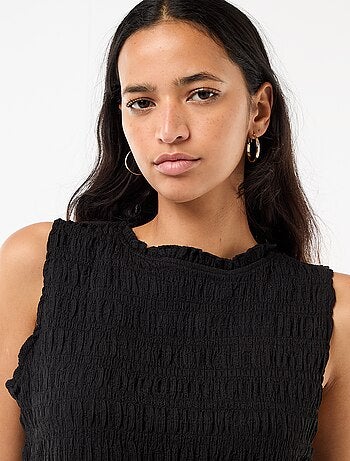 Mouwloze gesmockte top