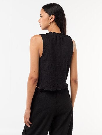 Mouwloze gesmockte top