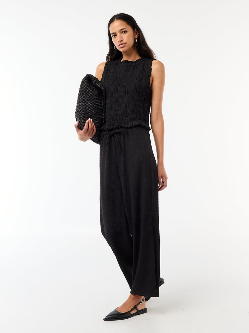 Mouwloze gesmockte top Zwart - Kiabi