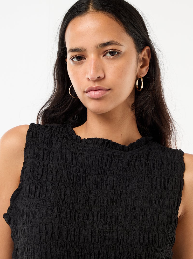 Mouwloze gesmockte top Zwart - Kiabi