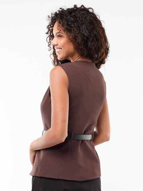 Mouwloze getailleerde blazer met ceintuur - Kiabi