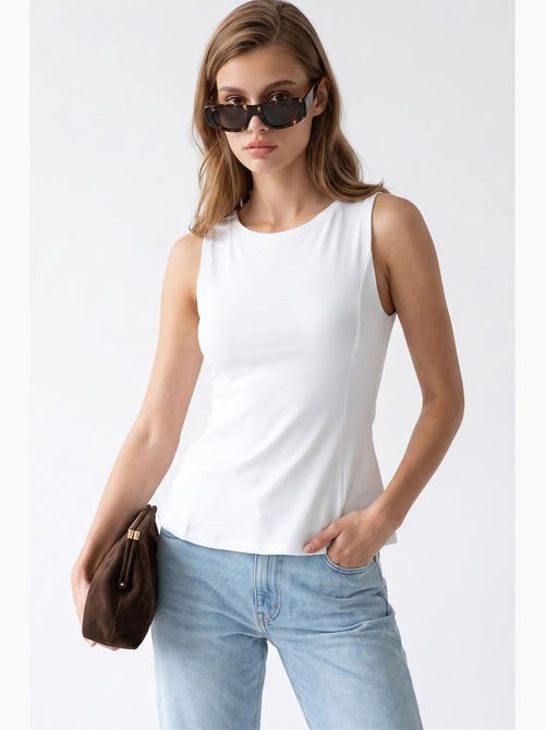 Mouwloze getailleerde blouse met ronde hals mixray - Kiabi