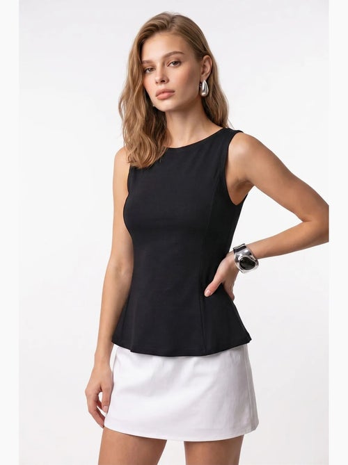 Mouwloze getailleerde blouse met ronde hals mixray - Kiabi