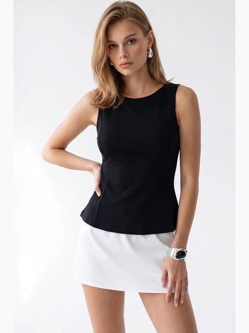 Mouwloze getailleerde blouse met ronde hals mixray - Kiabi
