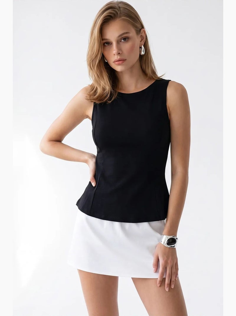 Mouwloze getailleerde blouse met ronde hals mixray Zwart - Kiabi