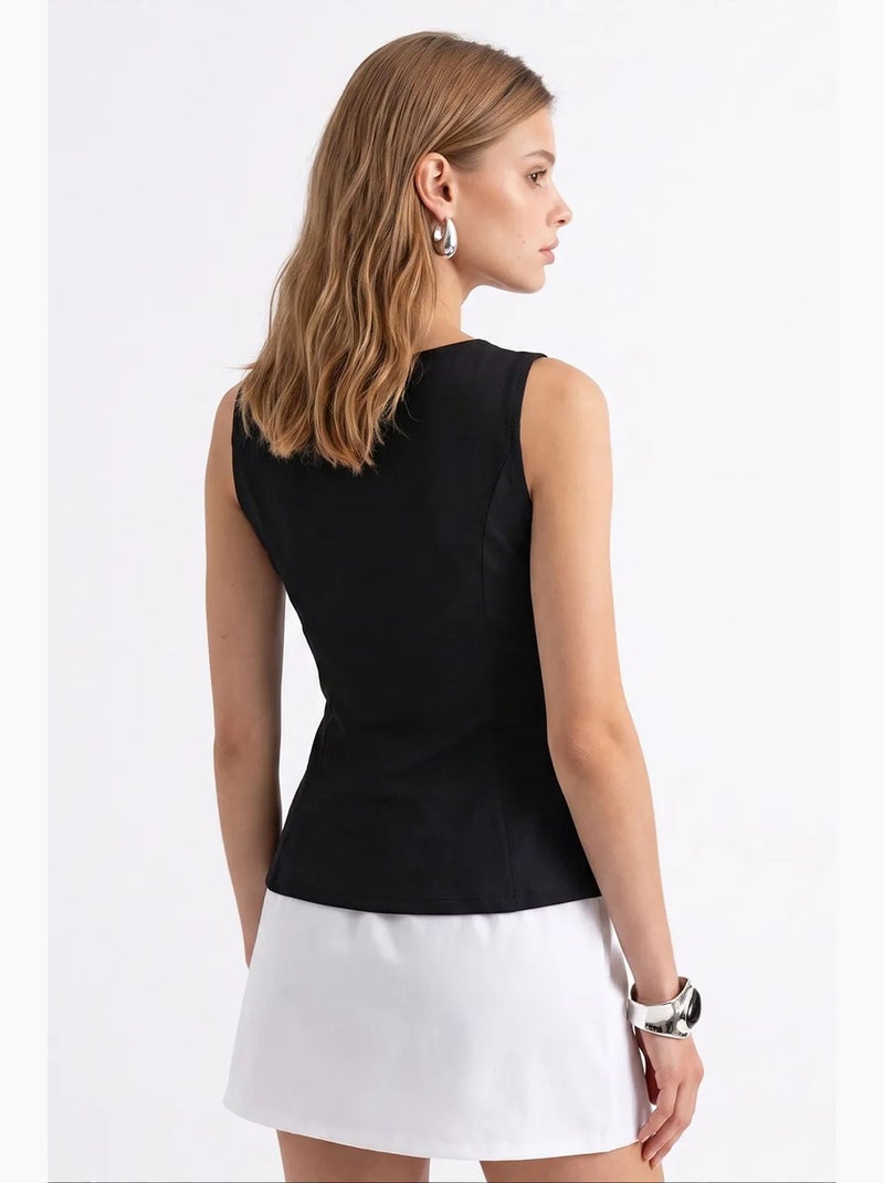 Mouwloze getailleerde blouse met ronde hals mixray Zwart - Kiabi