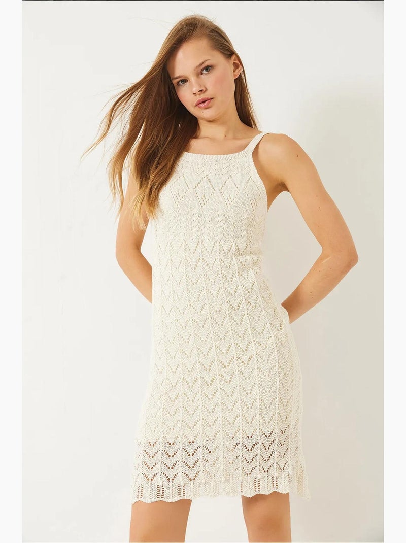 Mouwloze gevoerde zomergebreide jurk lucci Klei-beige - Kiabi