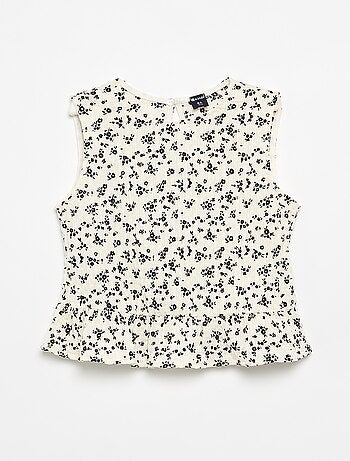 Mouwloze gewafelde blouse