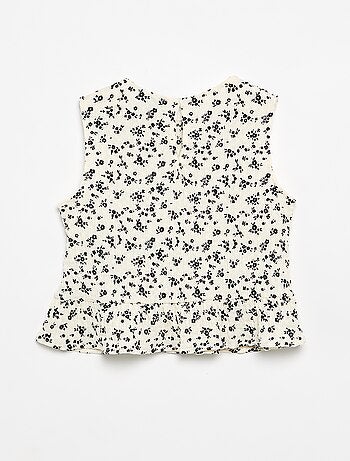 Mouwloze gewafelde blouse
