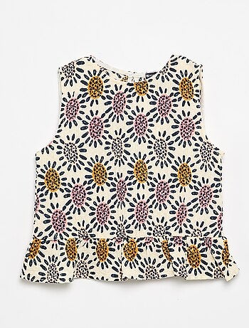 Mouwloze gewafelde blouse