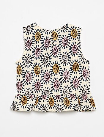 Mouwloze gewafelde blouse