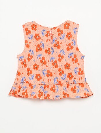 Mouwloze gewafelde blouse
