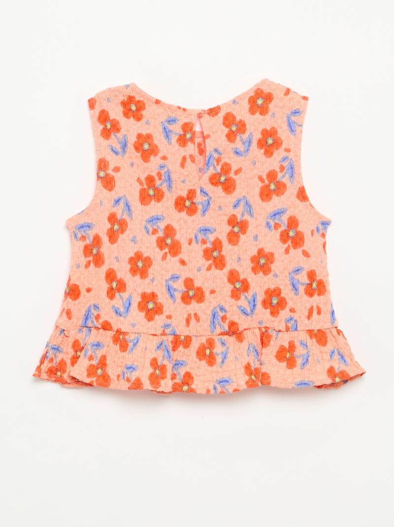 Mouwloze gewafelde blouse Oranje - Kiabi