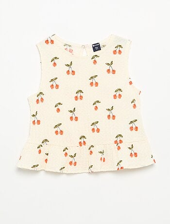 Mouwloze gewafelde blouse
