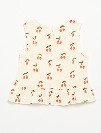 Mouwloze gewafelde blouse