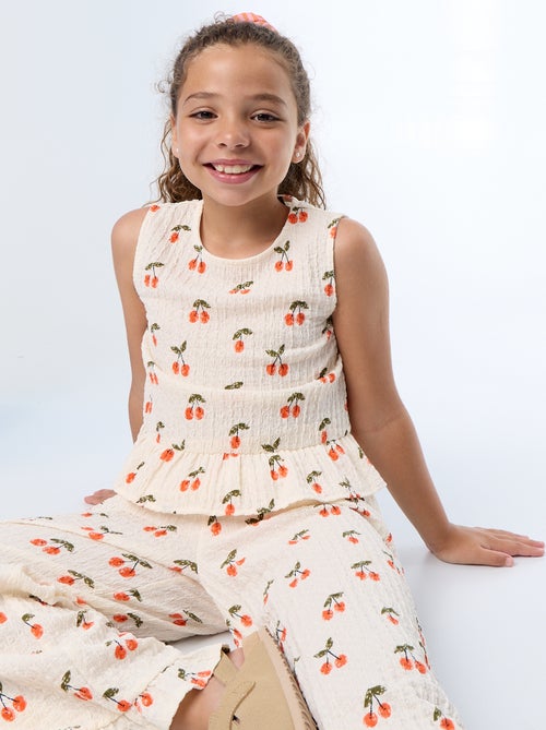 Mouwloze gewafelde blouse - Kiabi