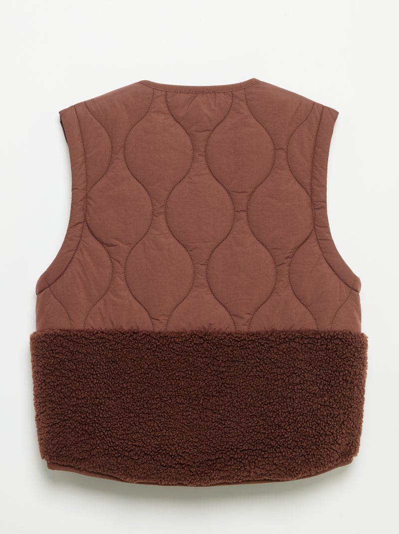 Mouwloze gewatteerde bodywarmer Bruin - Kiabi