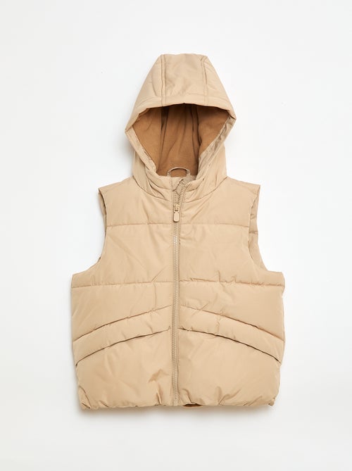 Mouwloze gewatteerde jas met kap - Kiabi
