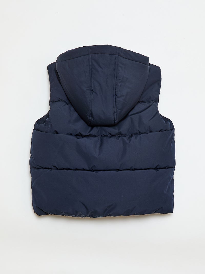 Mouwloze gewatteerde jas met kap Blauw - Kiabi