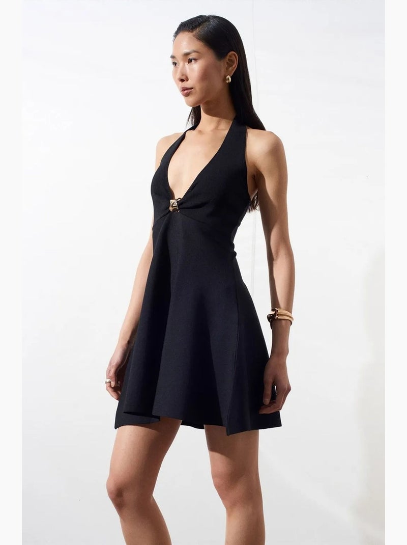 Mouwloze halter a-lijn mini-jurk dilvin Zwart - Kiabi