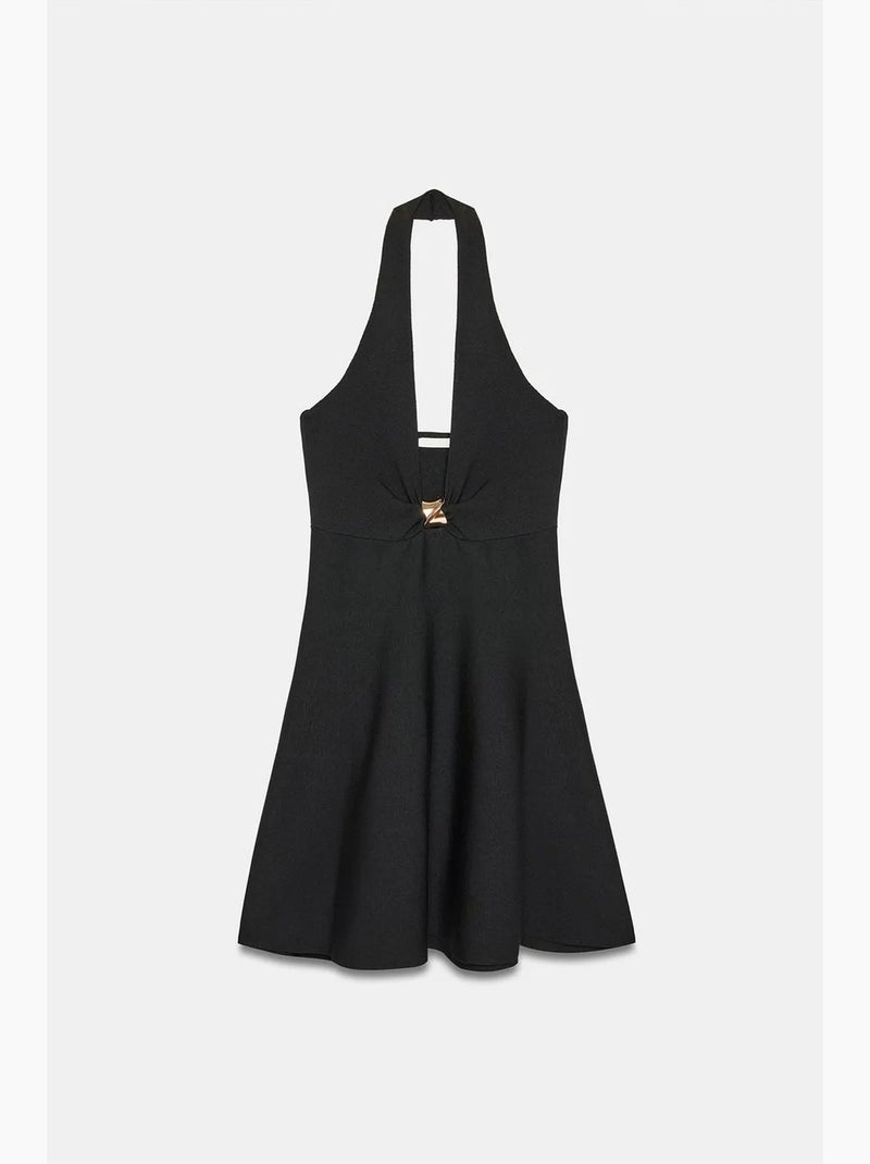 Mouwloze halter a-lijn mini-jurk dilvin Zwart - Kiabi