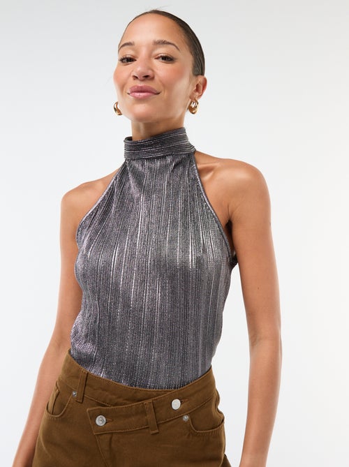 Mouwloze haltertop van plissétricot - Kiabi