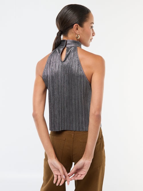 Mouwloze haltertop van plissétricot - Kiabi